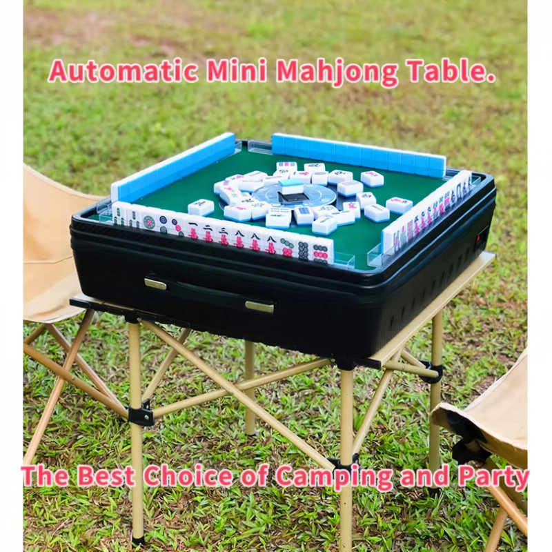 HappyRock Automatic Portable Mini Mahjong Table Black With One Set